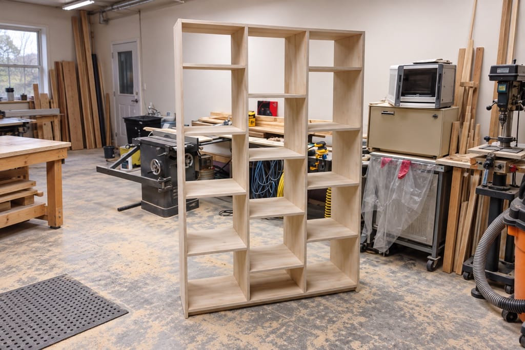 Les blocs de la réception de treize pieds en cours d'assemblage à l'atelier d'ASA.